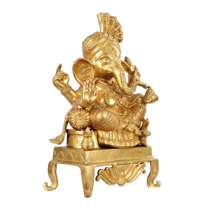 Brass Ganesha Idol - 16.5 Inch - Budhshiv.com