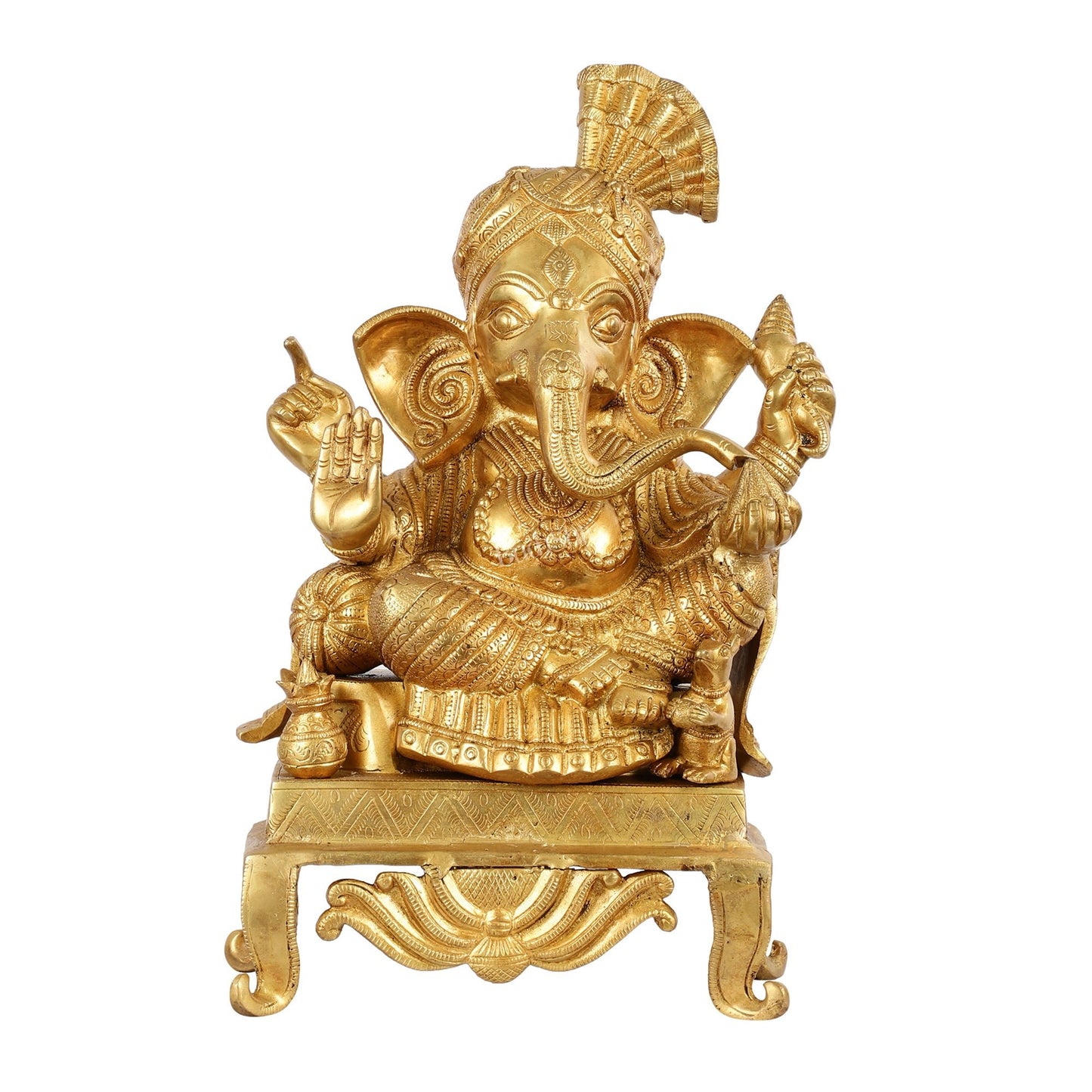 Brass Ganesha Idol - 16.5 Inch - Budhshiv.com