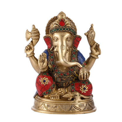 Brass Ganesha idol 8 inch - Budhshiv.com