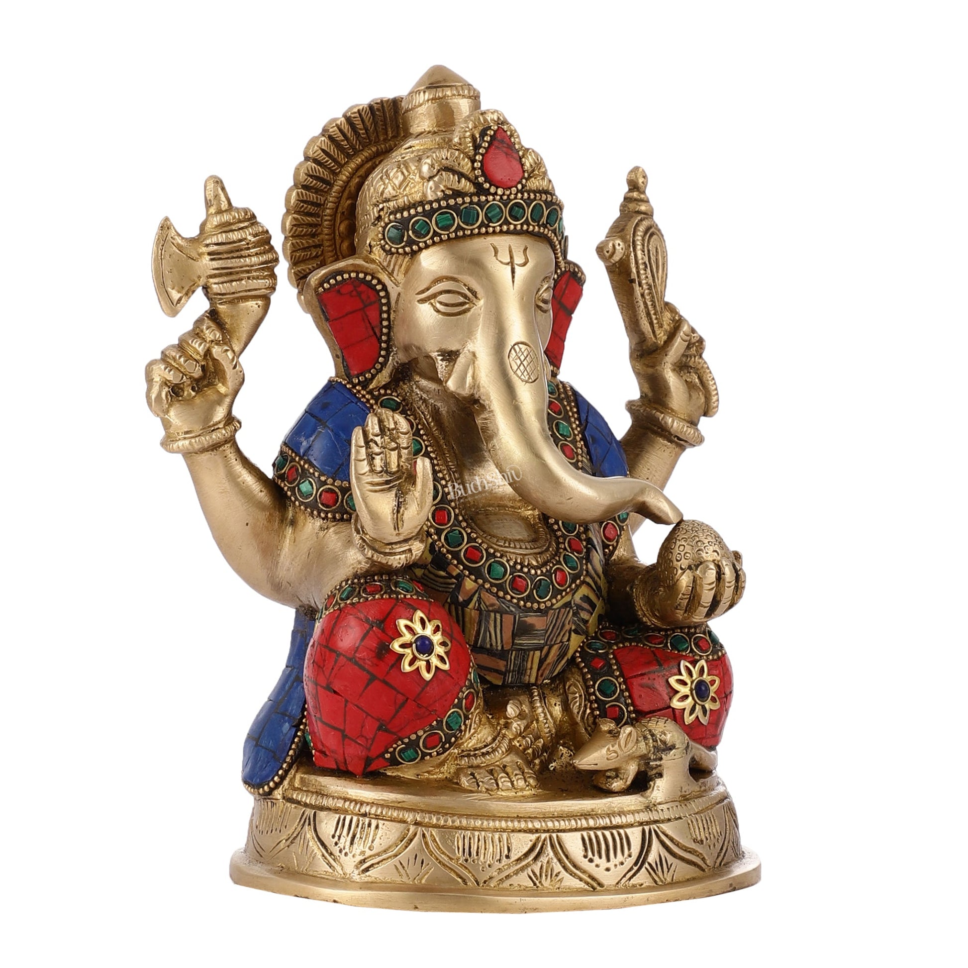 Brass Ganesha idol 8 inch - Budhshiv.com