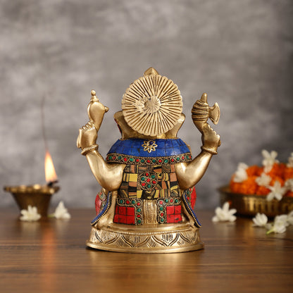 Brass Ganesha idol 8 inch - Budhshiv.com