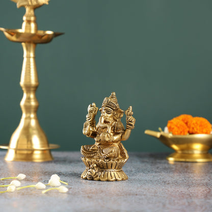 Brass Ganesha Idol | Height 4.5 inch - Budhshiv.com