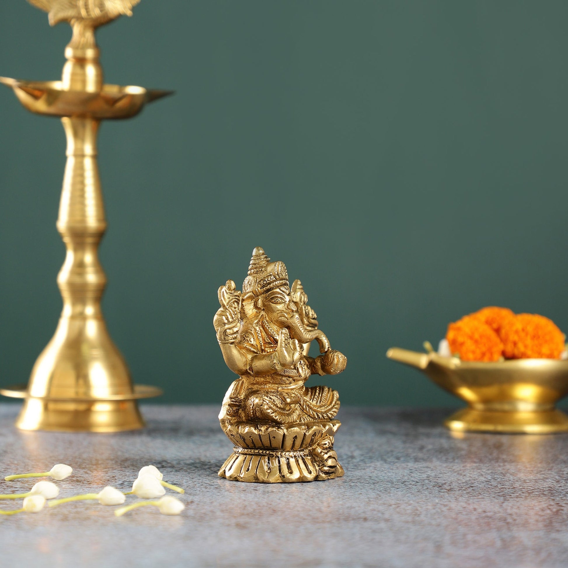 Brass Ganesha Idol | Height 4.5 inch - Budhshiv.com