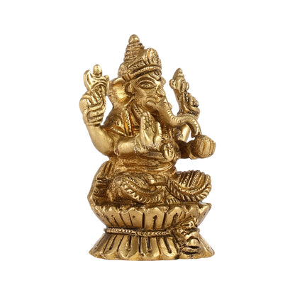 Brass Ganesha Idol | Height 4.5 inch - Budhshiv.com