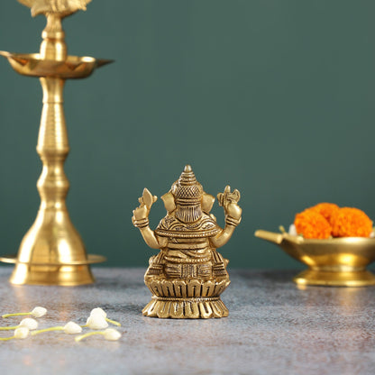 Brass Ganesha Idol | Height 4.5 inch - Budhshiv.com