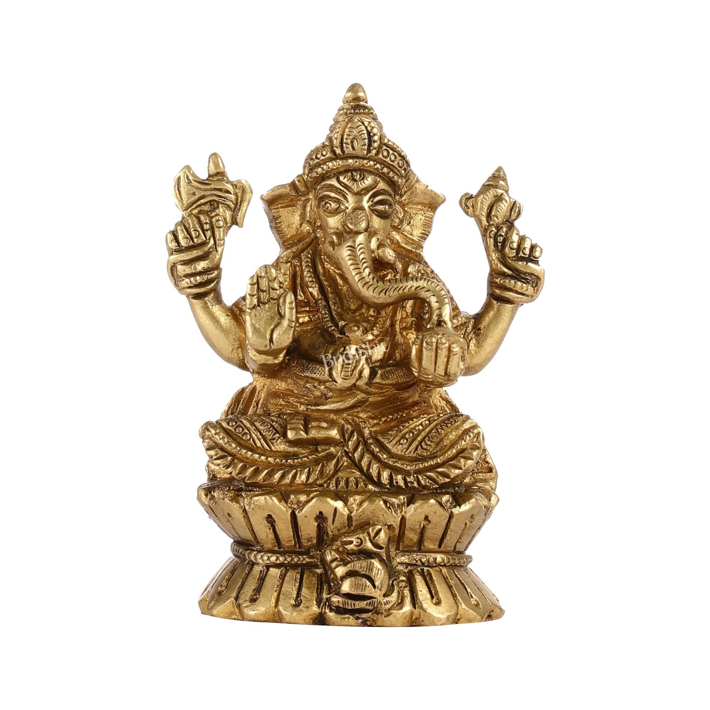 Brass Ganesha Idol | Height 4.5 inch - Budhshiv.com