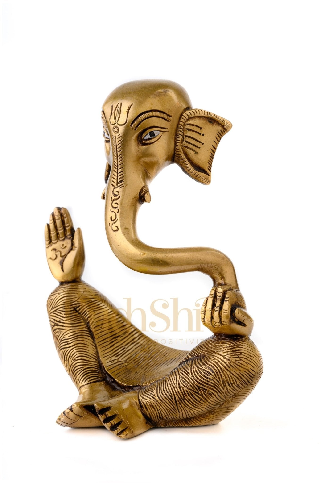 Brass Ganesha modern Abstract Antique Gold Finish| Medium 8.5 inches Tall| 2.6 kgs - Budhshiv.com