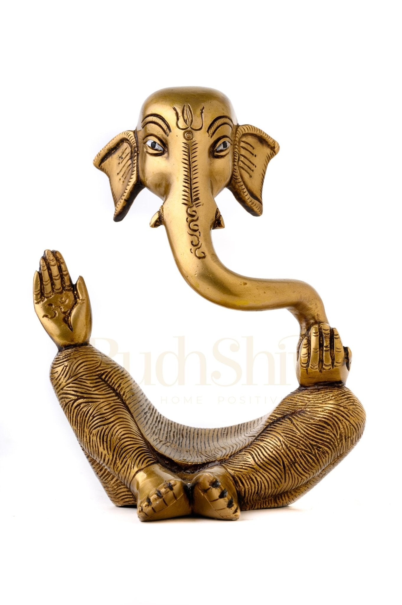 Brass Ganesha modern Abstract Antique Gold Finish| Medium 8.5 inches Tall| 2.6 kgs - Budhshiv.com