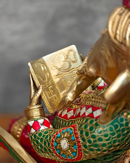 Brass Ganesha on Rocking Chair 17" - Budhshiv.com