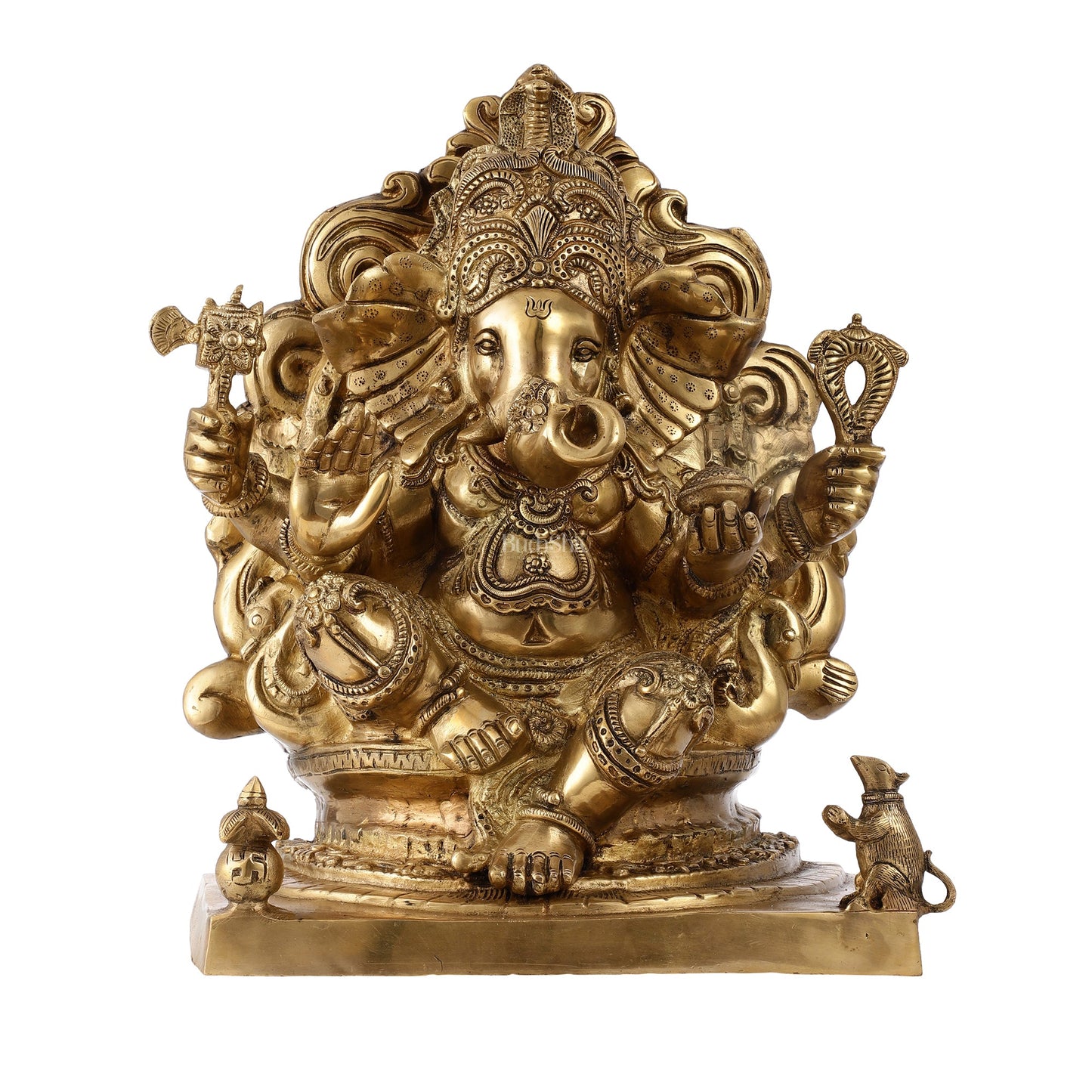 Brass Ganesha Statue - 16.5x13x7.5 Inch - Budhshiv.com