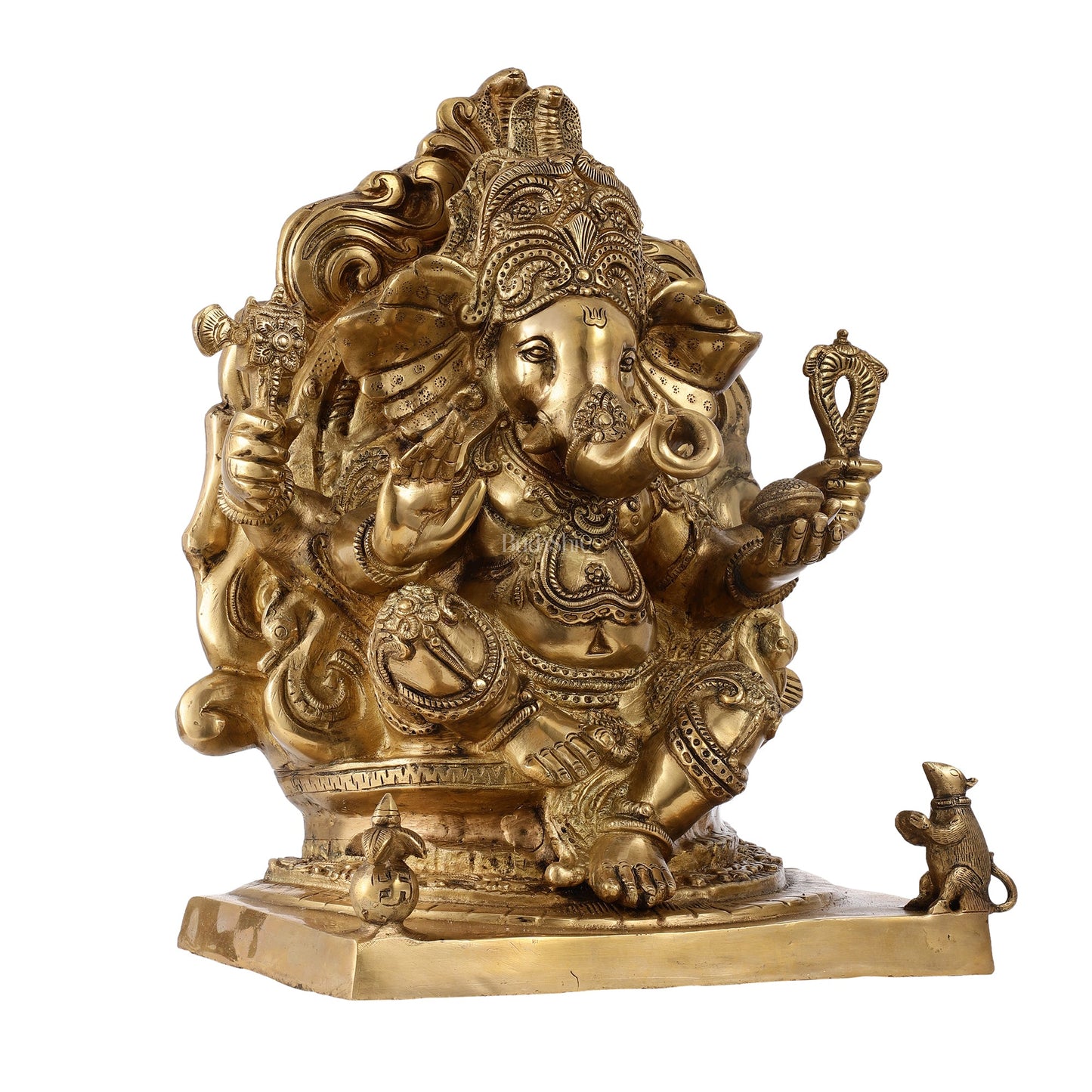 Brass Ganesha Statue - 16.5x13x7.5 Inch - Budhshiv.com