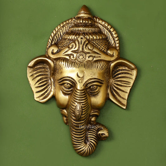 Brass Ganesha Wall Hanging - 6 x 4.5 inch - Budhshiv.com