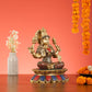 Brass Goddess Lakshmi on Lotus Idol - 11 Inch - Budhshiv.com