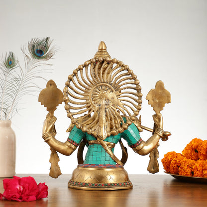 Brass Half Body Lord Krishna Bust Table Accent - 13.5 - Budhshiv.com