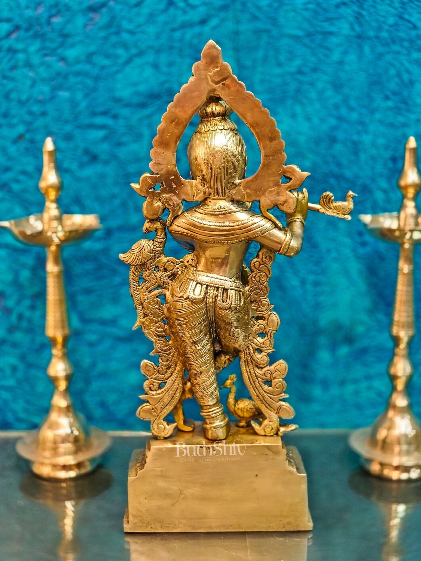 Brass Handcrafted Fine Quality Krishna Idol | Height 19 inch - Budhshiv.com