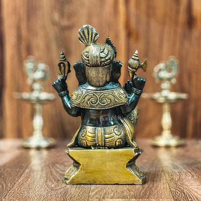 Brass Handcrafted Ganapathi Statue with Turban - Unique Design - Budhshiv.com