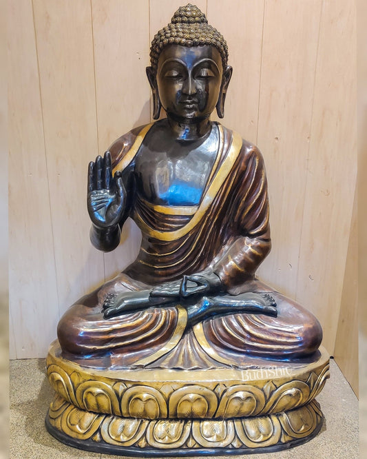 Brass Handcrafted Huge Magnificent Buddha Statue - Customizable Color 6 feet - Budhshiv.com