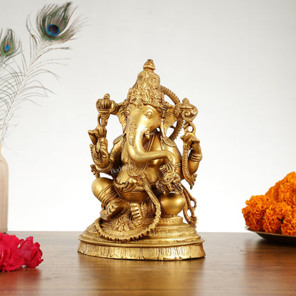 Brass Handcrafted Lord Ganesha Idol 10 inch - Budhshiv.com