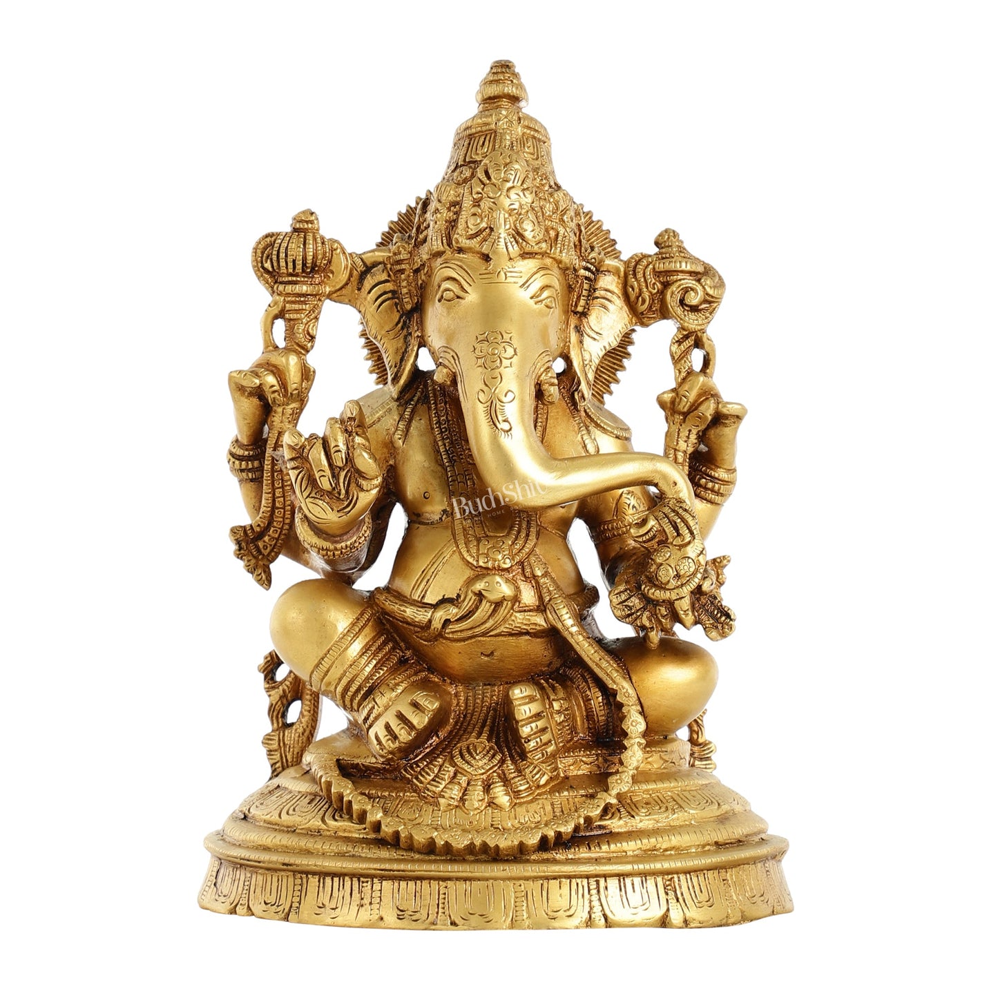 Brass Handcrafted Lord Ganesha Idol 10 inch - Budhshiv.com