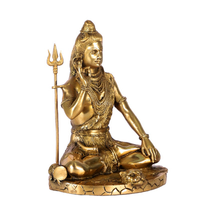 Brass Handcrafted Lord Shiva Statue | Sharp Detailing | 9.5" Height - Budhshiv.com