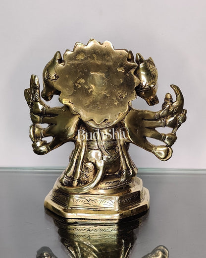 Brass Handcrafted Panchmukhi Hanuman Statue | 7" Height - Budhshiv.com