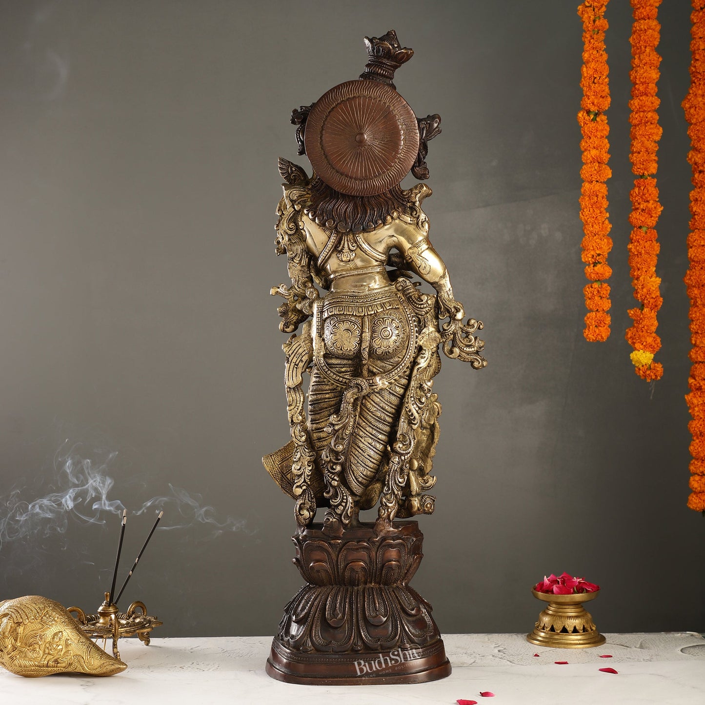 Brass Handcrafted Radha Statue 30 inch - Budhshiv.com