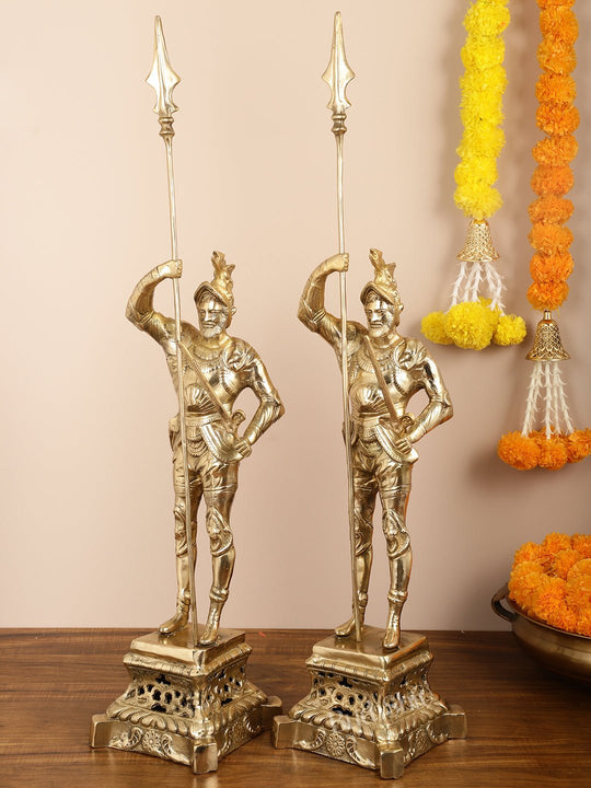 Brass Handcrafted Roman Soldier Showpiece Statue - 30 Inch - Budhshiv.com