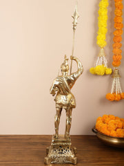 Brass Handcrafted Roman Soldier Showpiece Statue - 30 Inch - Budhshiv.com