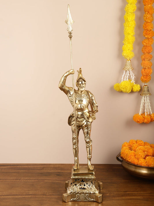 Brass Handcrafted Roman Soldier Showpiece Statue - 30 Inch - Budhshiv.com