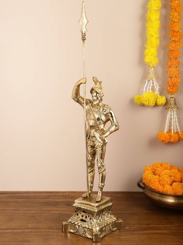Brass Handcrafted Roman Soldier Showpiece Statue - 30 Inch - Budhshiv.com