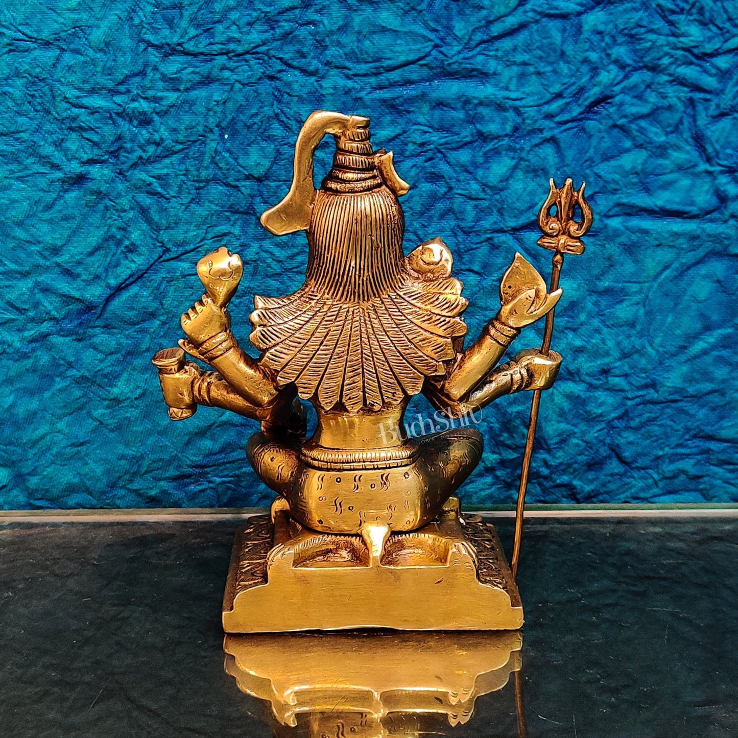 Brass Handcrafted Shiva Statue | Six-Armed Aashirwaad Mudra | 6.5" Height - Budhshiv.com