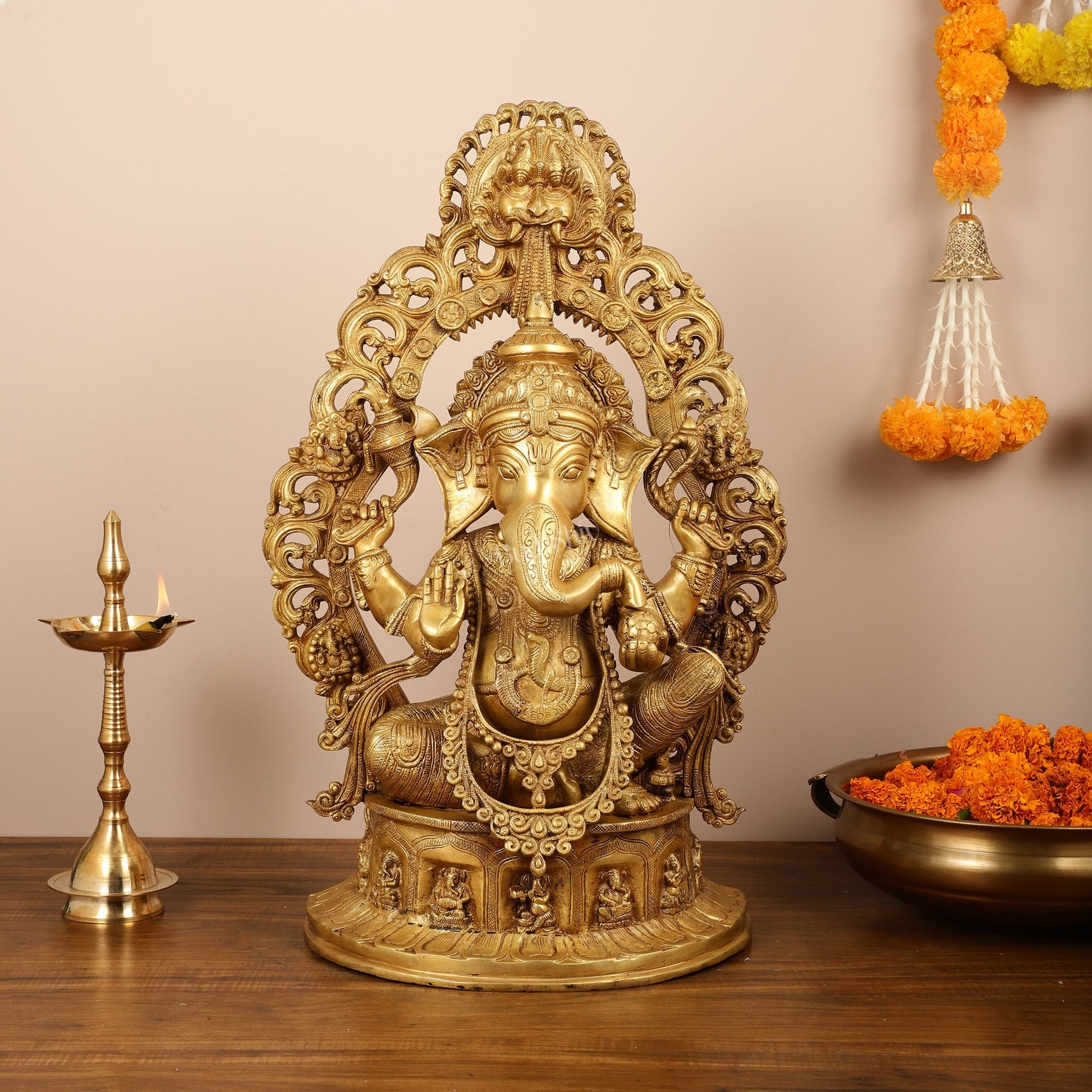 Brass Handcrafted Superfine Lord Ganesha Statue - 26 inch - Budhshiv.com