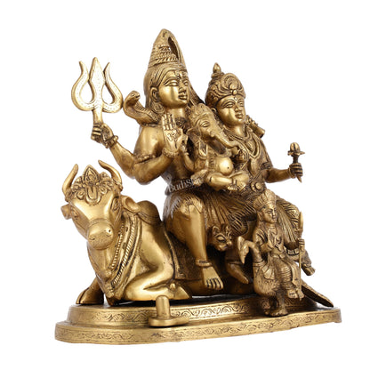 Brass Handcrafted Superfine Lord Shiva Parivar Idol | 14" Height - Budhshiv.com