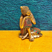 Brass Handcrafted Thinking Buddha Statue 6" - Budhshiv.com