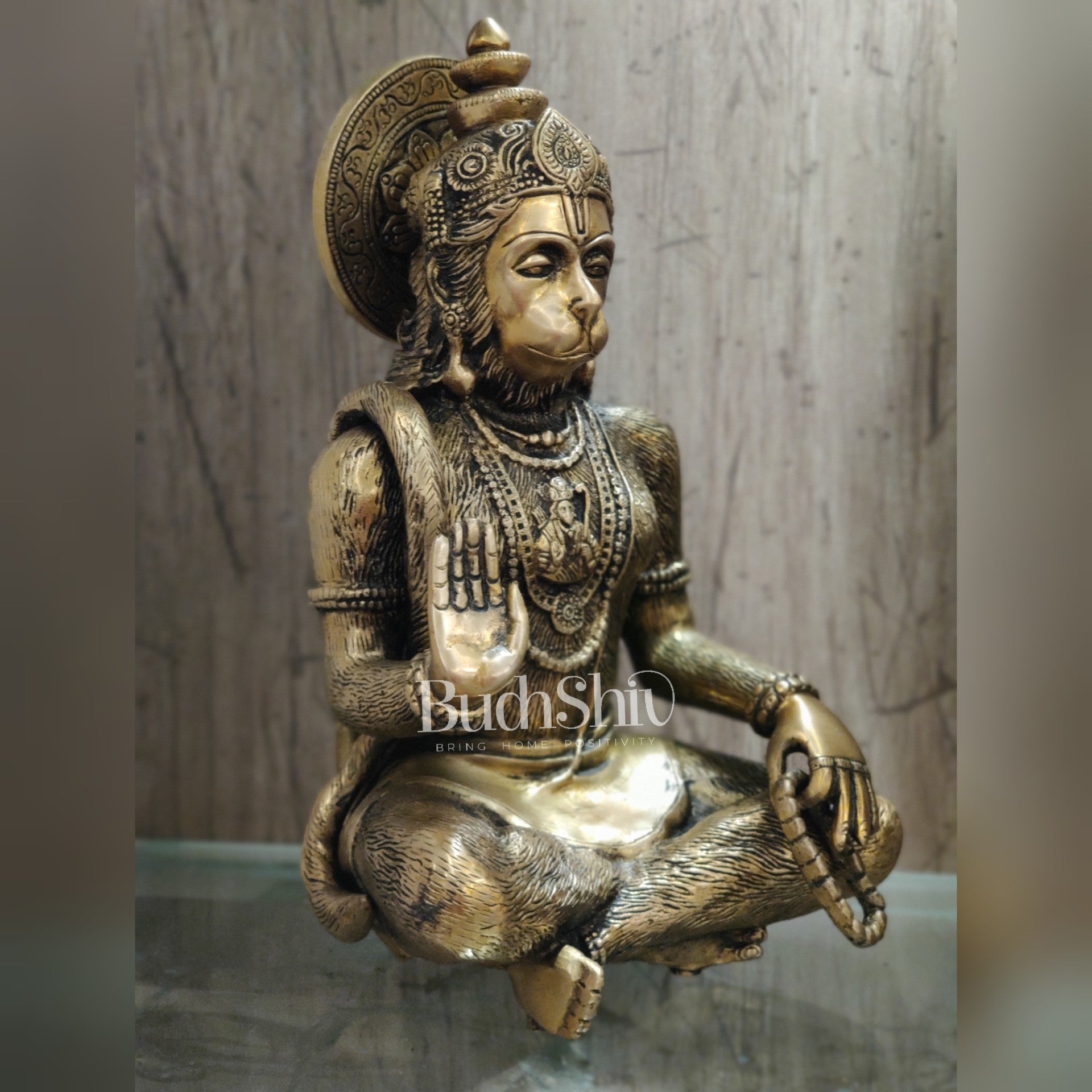 Brass Hanuman Idol | 11" Height - Budhshiv.com