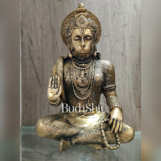Brass Hanuman Idol | 11" Height - Budhshiv.com