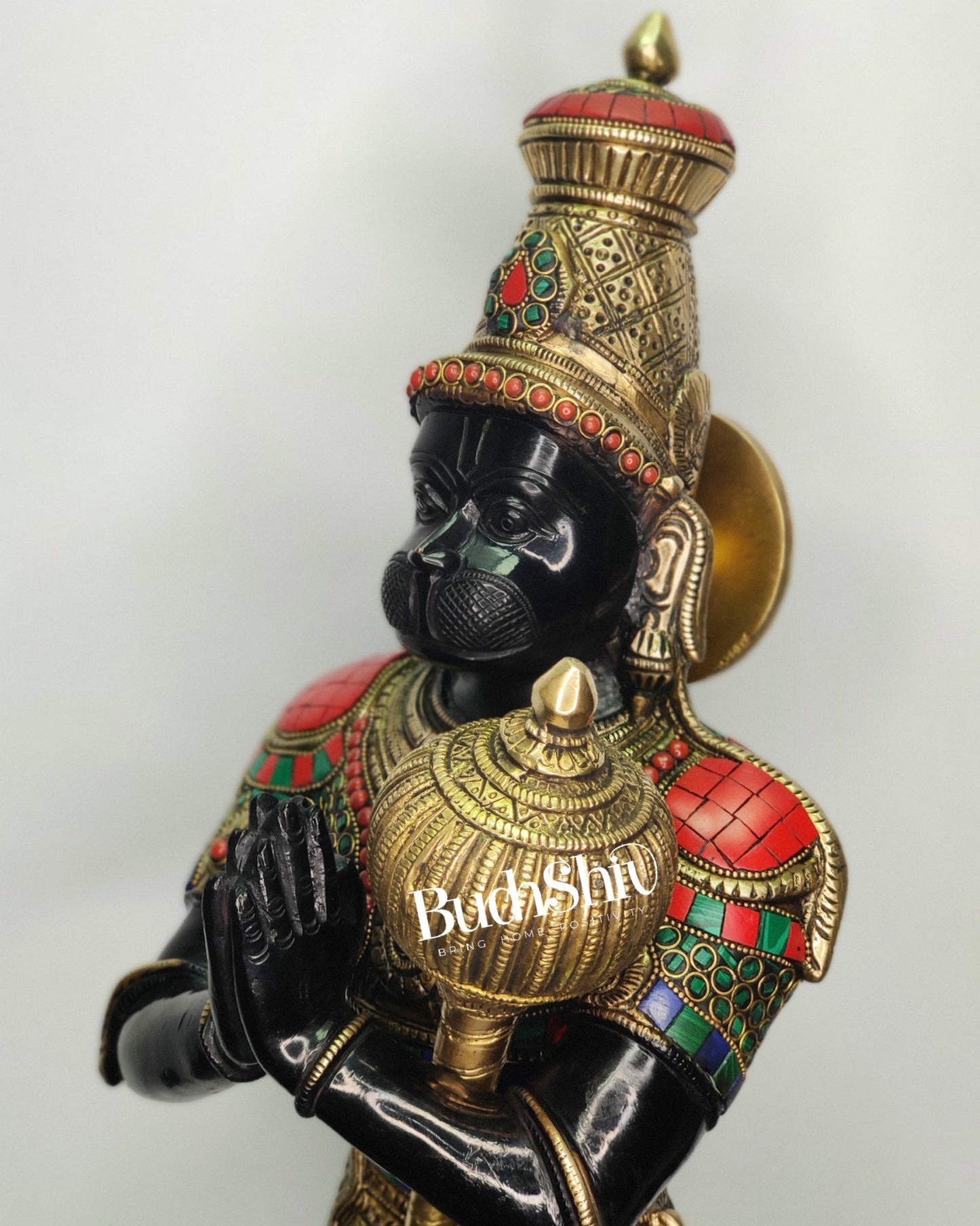 Brass Hanuman Statue in Namashkar Mudra - 21.5" Height - Budhshiv.com