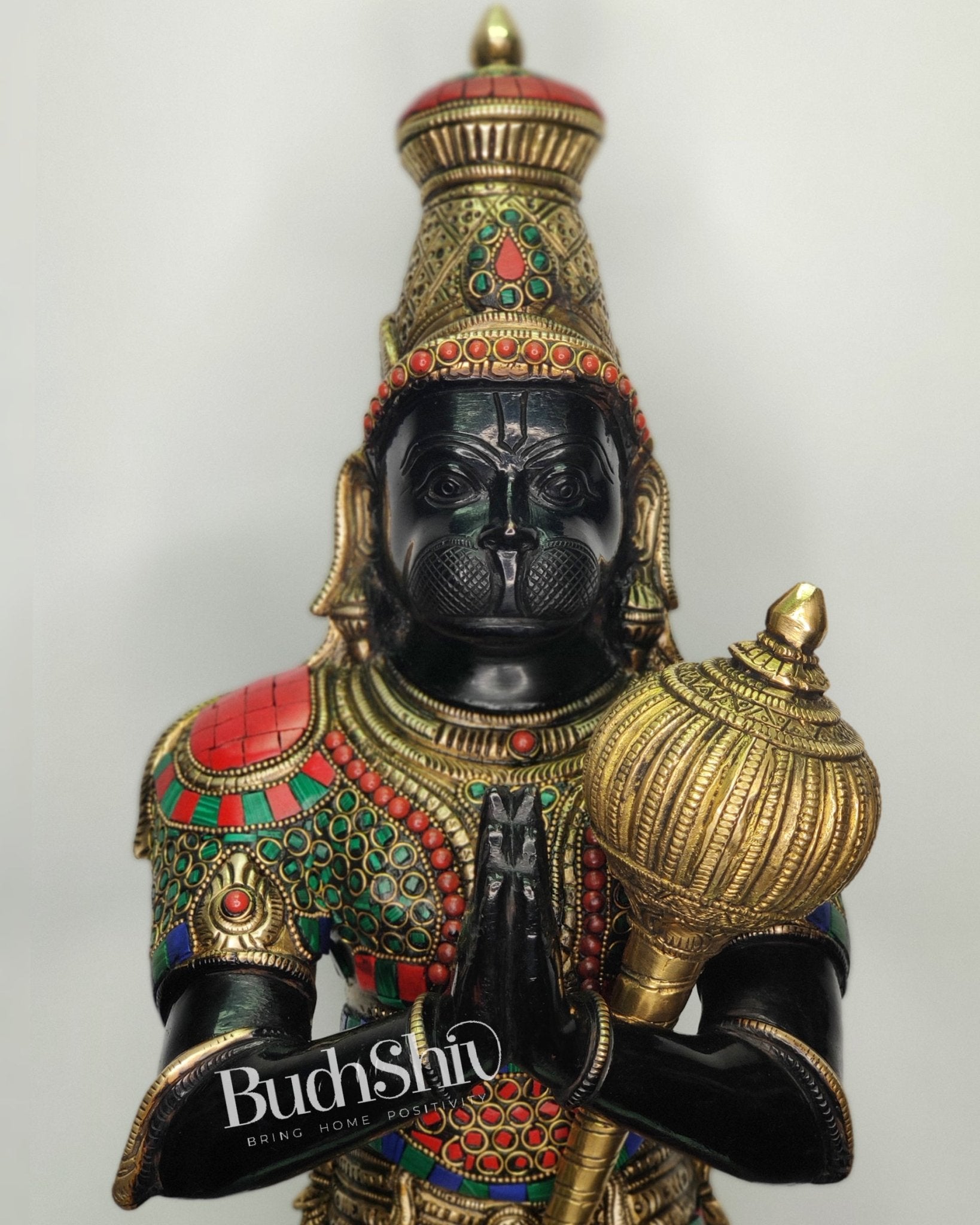 Brass Hanuman Statue in Namashkar Mudra - 21.5" Height - Budhshiv.com