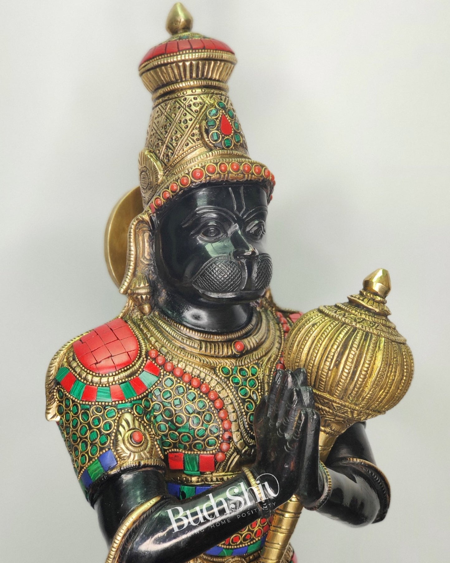 Brass Hanuman Statue in Namashkar Mudra - 21.5" Height - Budhshiv.com