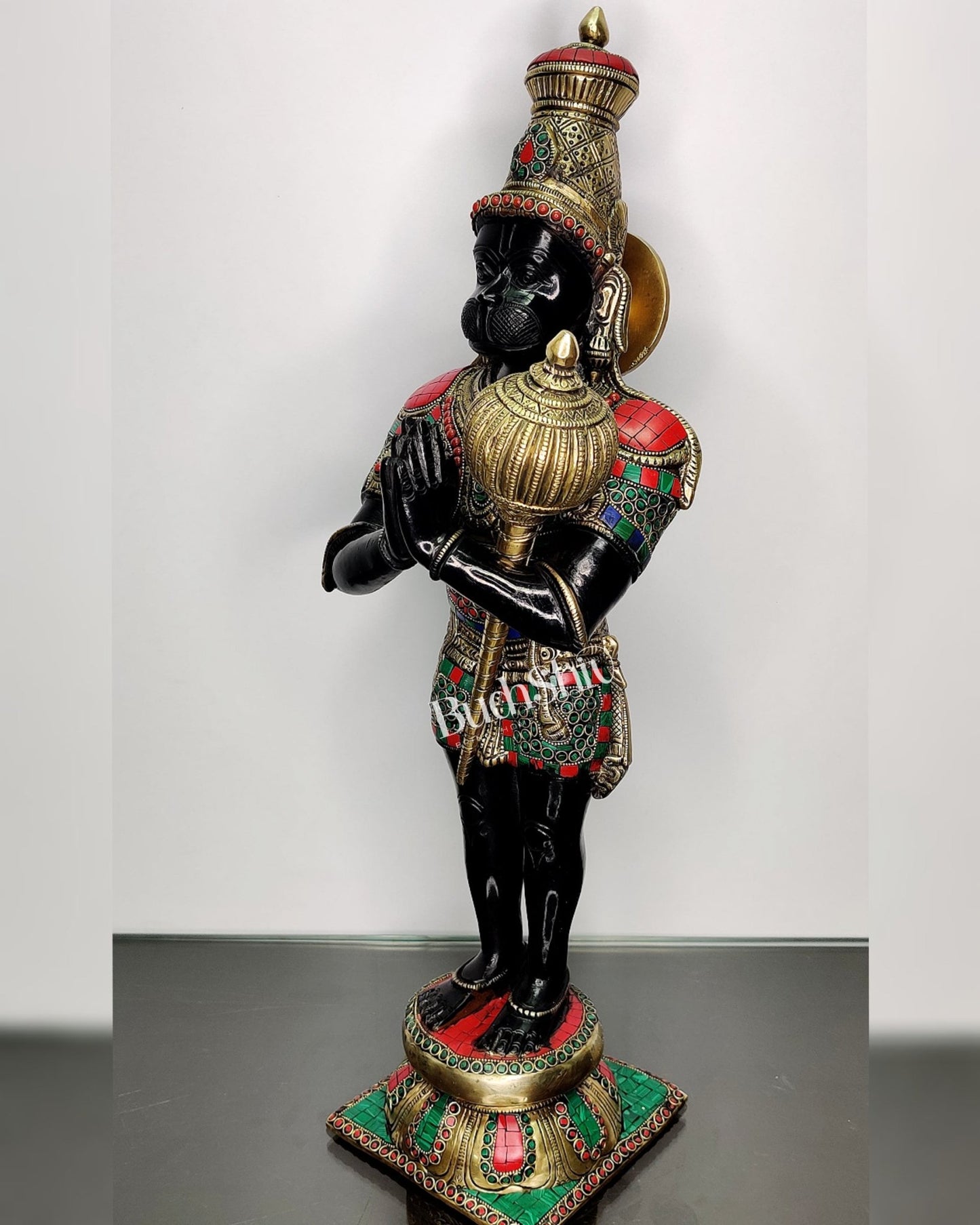 Brass Hanuman Statue in Namashkar Mudra - 21.5" Height - Budhshiv.com