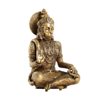 Brass Hanuman statue murti idol | 11" Height - Budhshiv.com