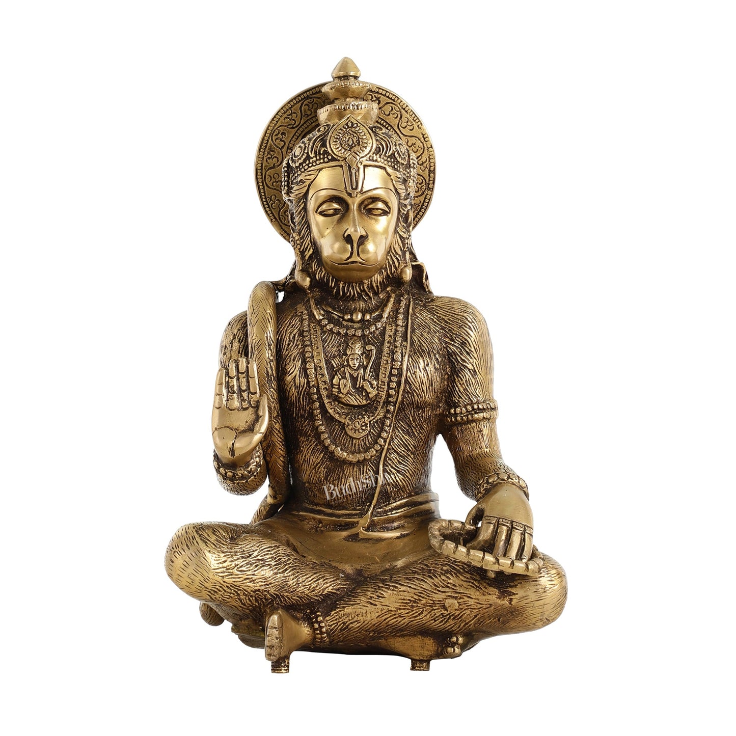 Brass Hanuman statue murti idol | 11" Height - Budhshiv.com