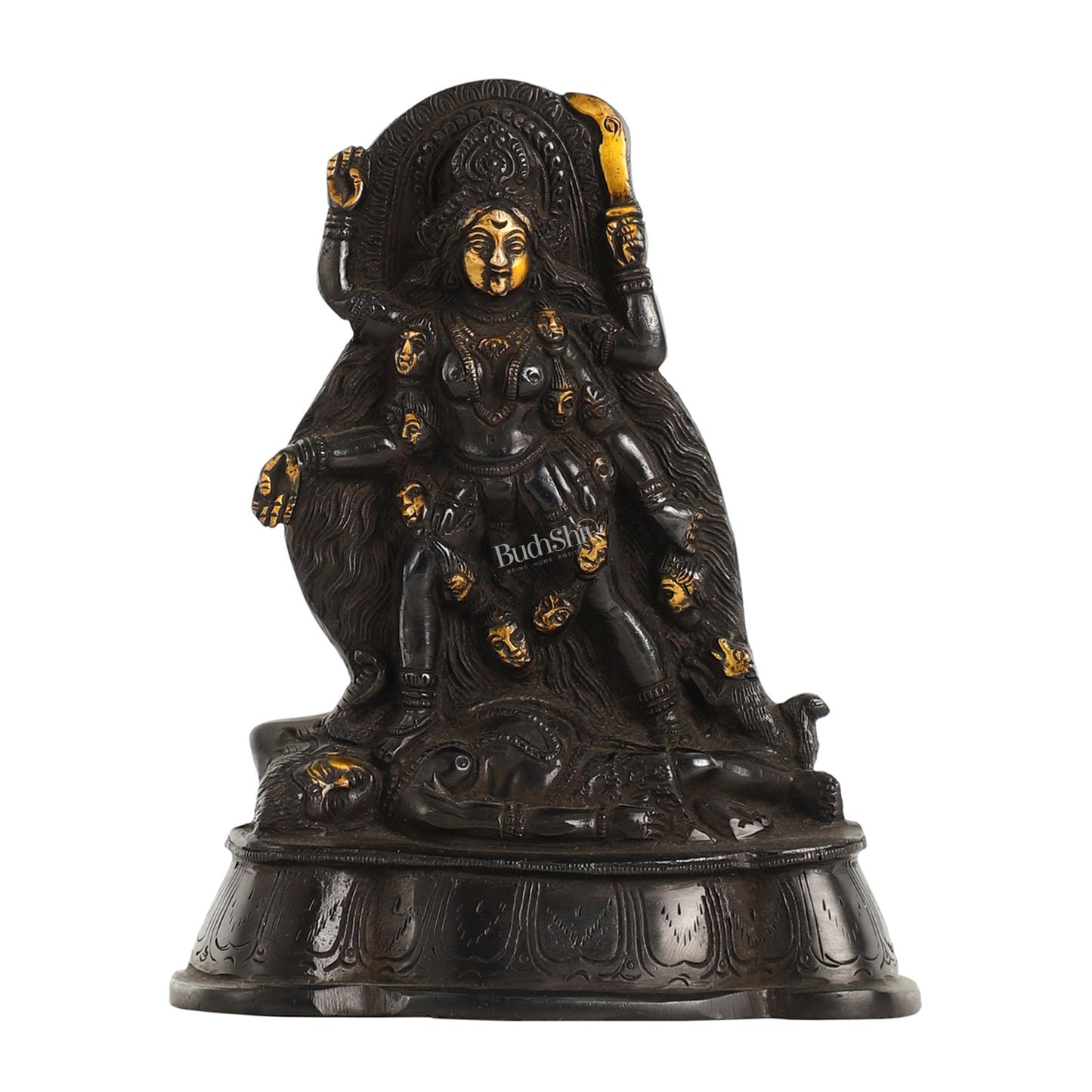 Brass Kali Ma Idol - 7 Inch - Budhshiv.com