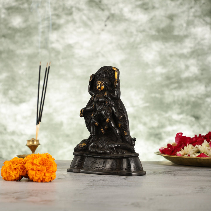 Brass Kali Ma Idol - 7 Inch - Budhshiv.com