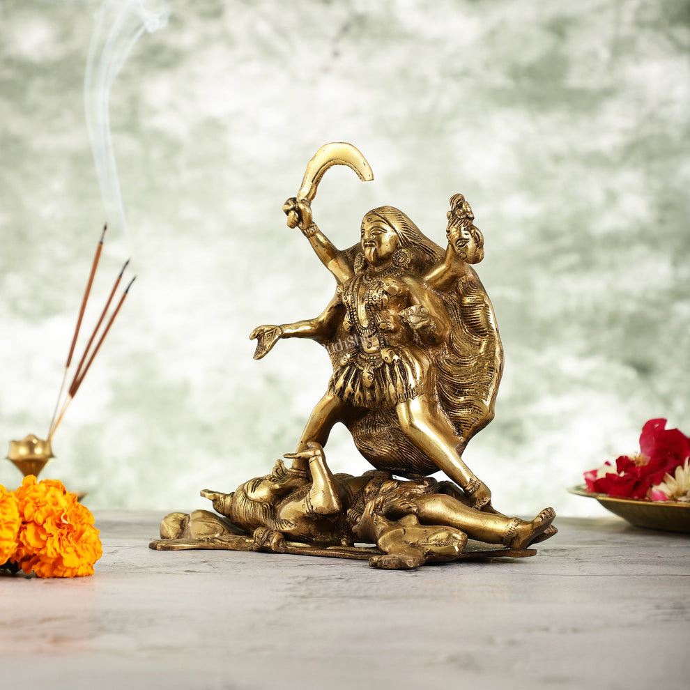 Brass Kali Ma Idol - 8.5 Inch Height – Budhshiv.com