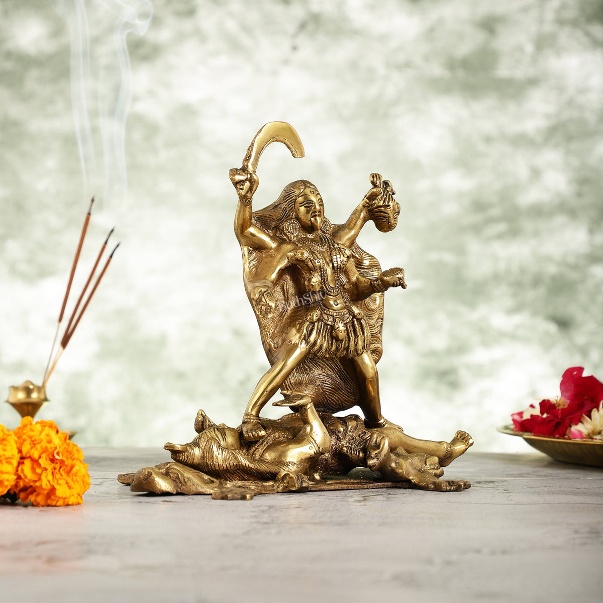Brass Kali Ma Idol - 8.5 Inch Height – Budhshiv.com