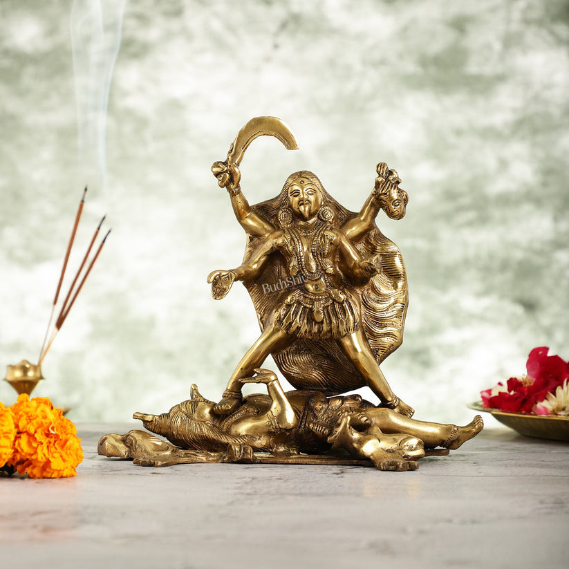 Brass Kali Ma Idol - 8.5 Inch Height – Budhshiv.com