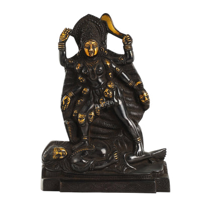 Brass Kali Ma Idol - 9.5 Inch Height - Budhshiv.com