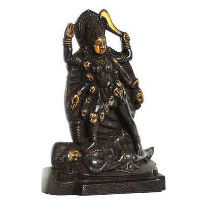 Brass Kali Ma Idol - 9.5 Inch Height - Budhshiv.com