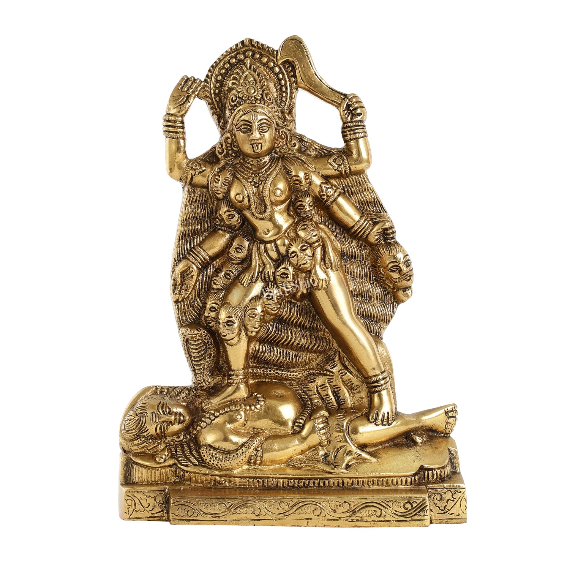 Brass Kali Ma Idol - 9.5 Inch Height - Budhshiv.com